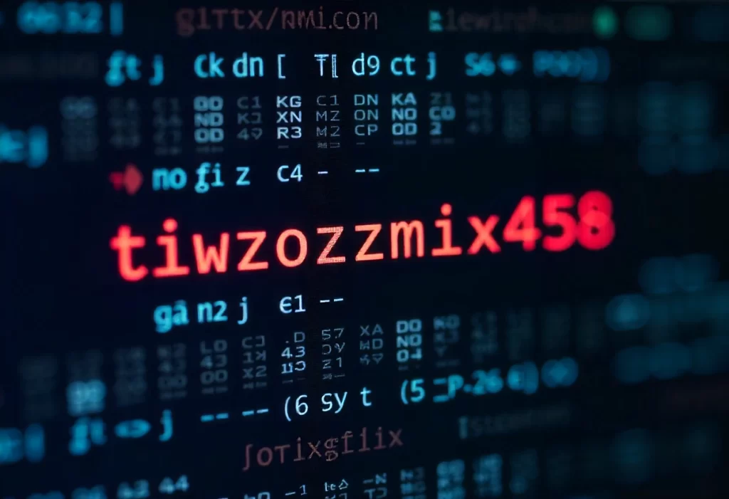 Digital identifier code Tiwzozmix458 displayed on computer screen showing alphanumeric authentication system in web application interface